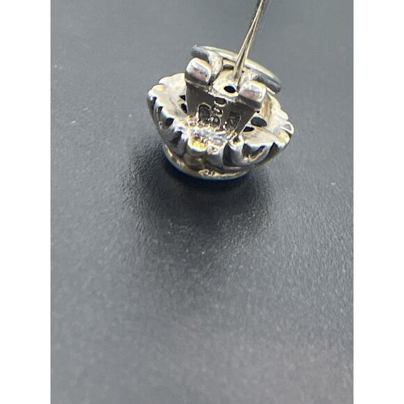 BJC Samuel Benham Sterling Silver Sign 14k Gold Oval Peridot Stud Omega Earrings - Picture 14 of 16